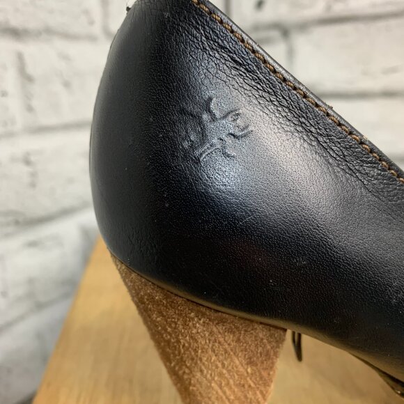 Fly Girl London Pump Brown Leather Retro Cone High Heels - Picture 6 of 13